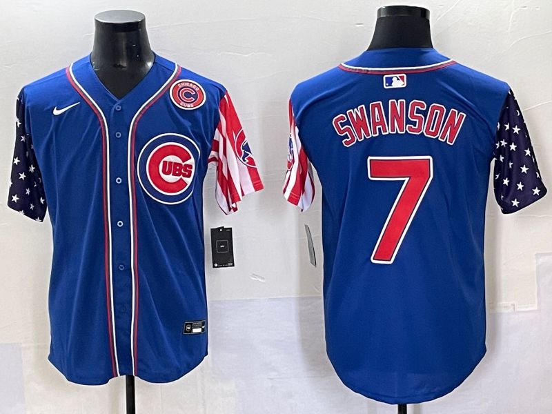 Men 2025 Chicago Cubs #7 Swanson Blue a generation of national flags Joint Name Nike MLB Jersey style 45
